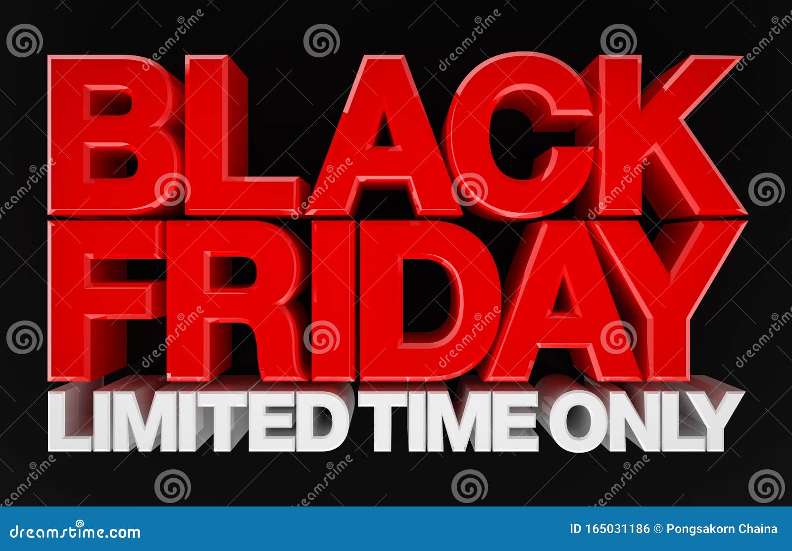 Black Friday Limited Time only Banner,illustrations 3d Rendering Stock