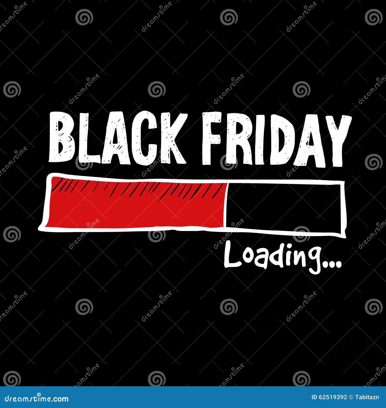 Black Friday Loading Bar, Hand Drawn Icon, Stock Illustration