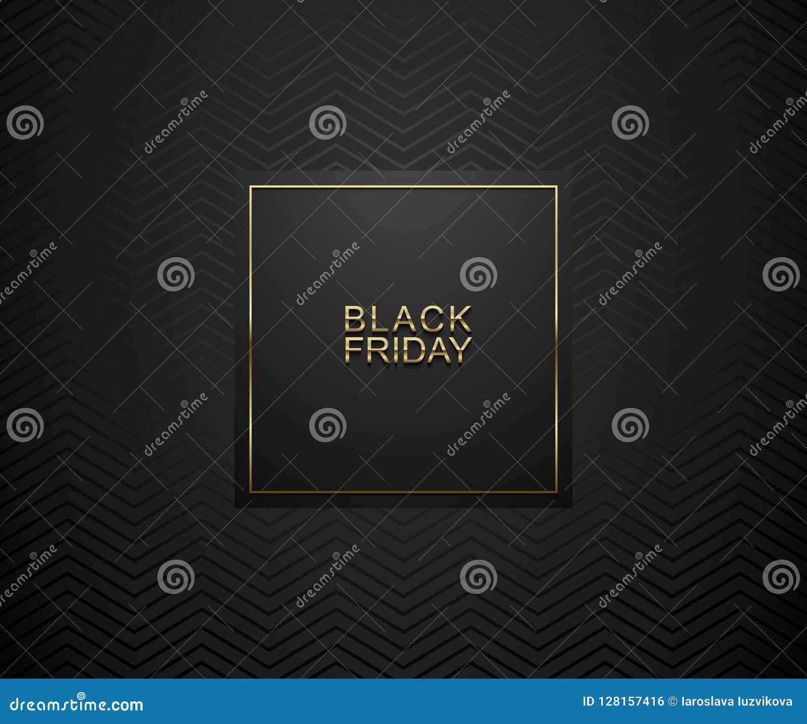 black friday luxury banner. golden text on black square label frame. dark geometric zigzag pattern background.  