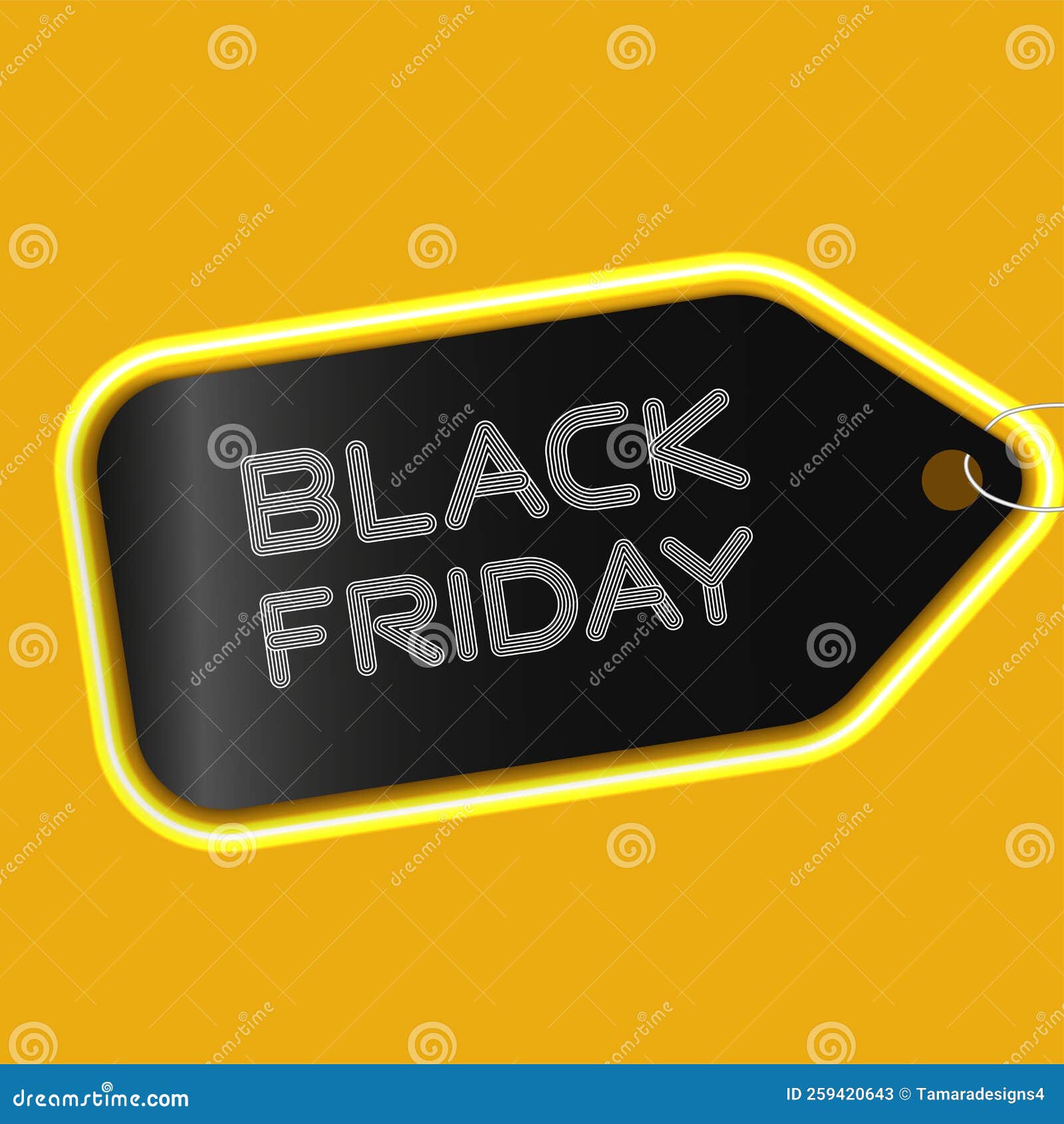black friday square post neon  with multiline lettering and label 