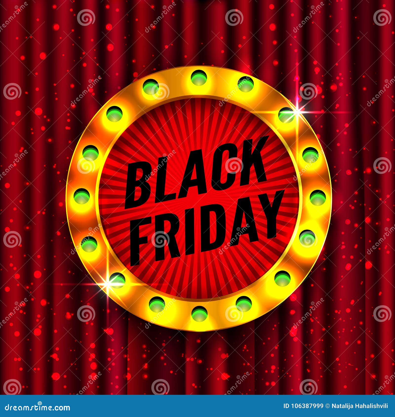 Black Friday Retro Light Frame. Stock Vector Illustration of retro