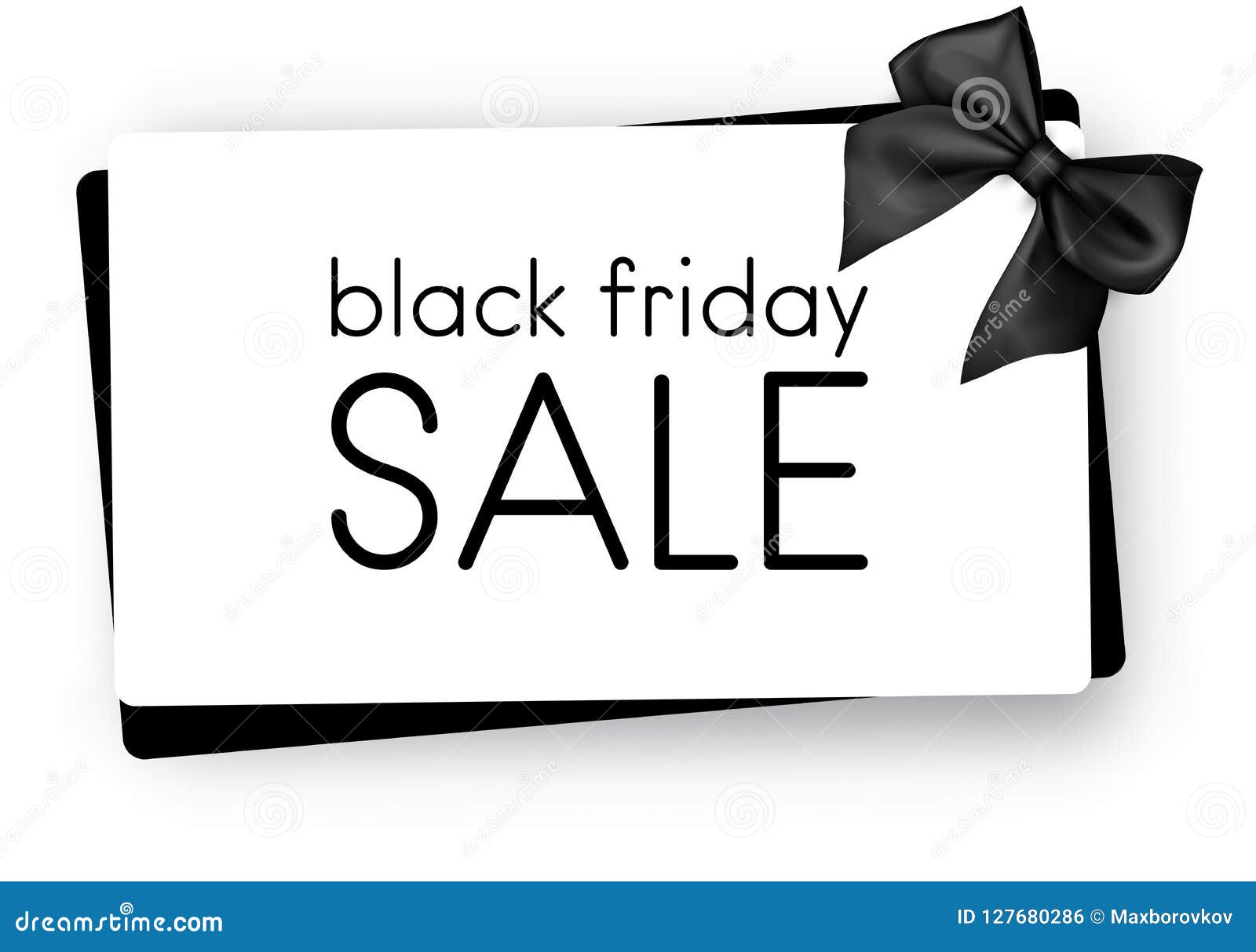 Black Friday Sale. Gift Card with Satin Bow. Stock Vector