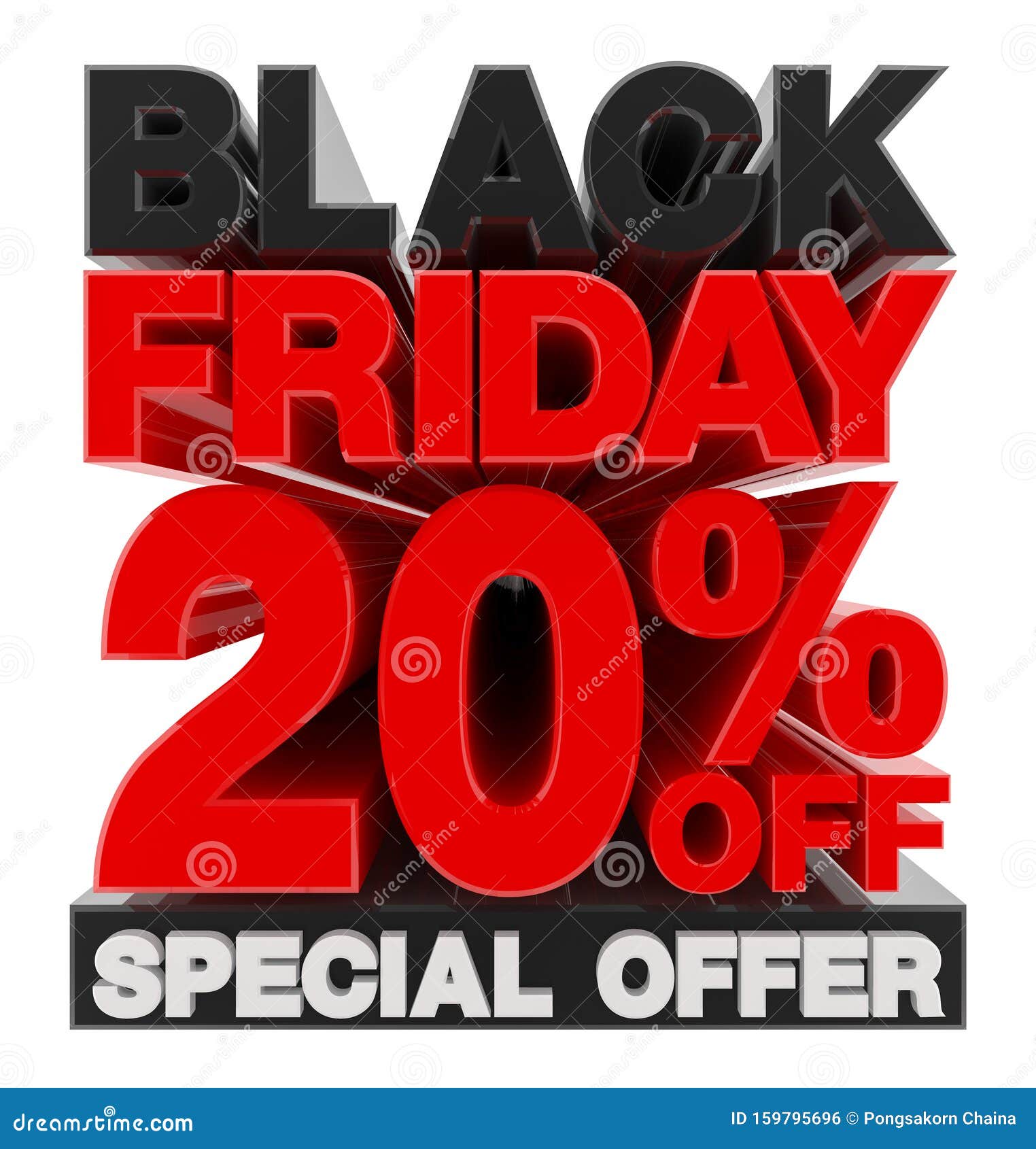 BLACK FRIDAY SALE 20 OFF SPECIAL OFFER Word on White Background