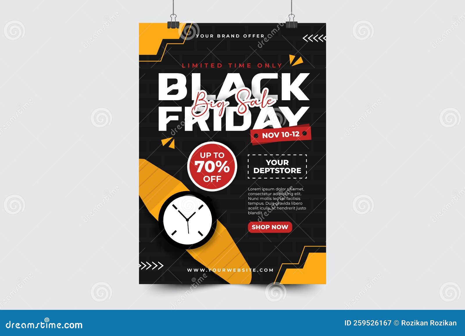 Black Friday Sale Poster or Flyer Design Template Stock Vector