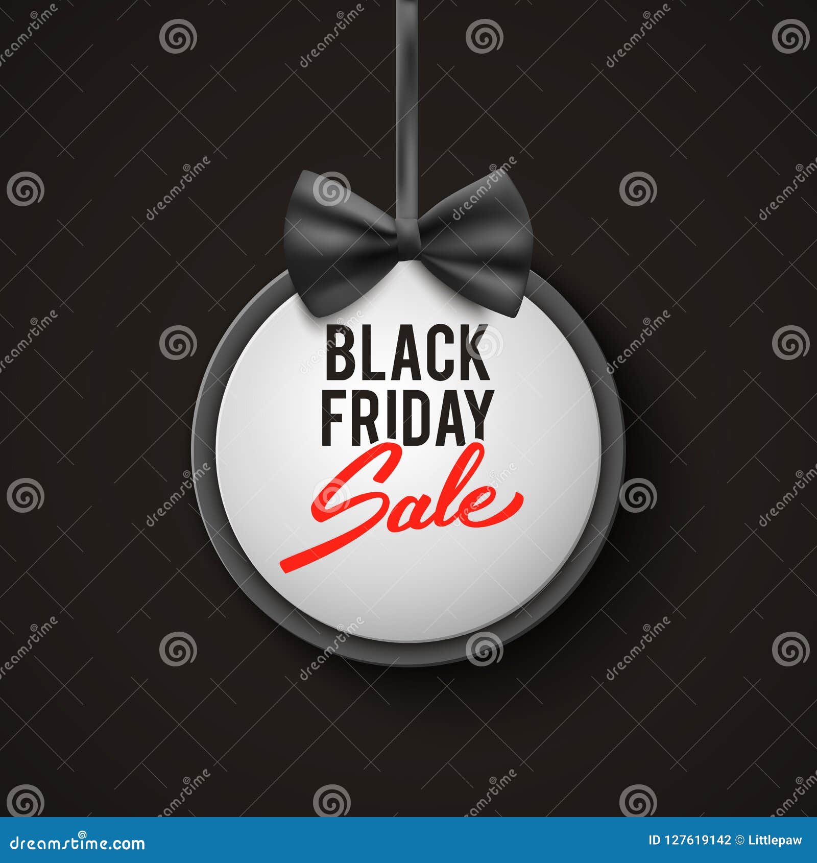 Black Friday Sale Round Decorative Banner with Bow Advertisement Stock