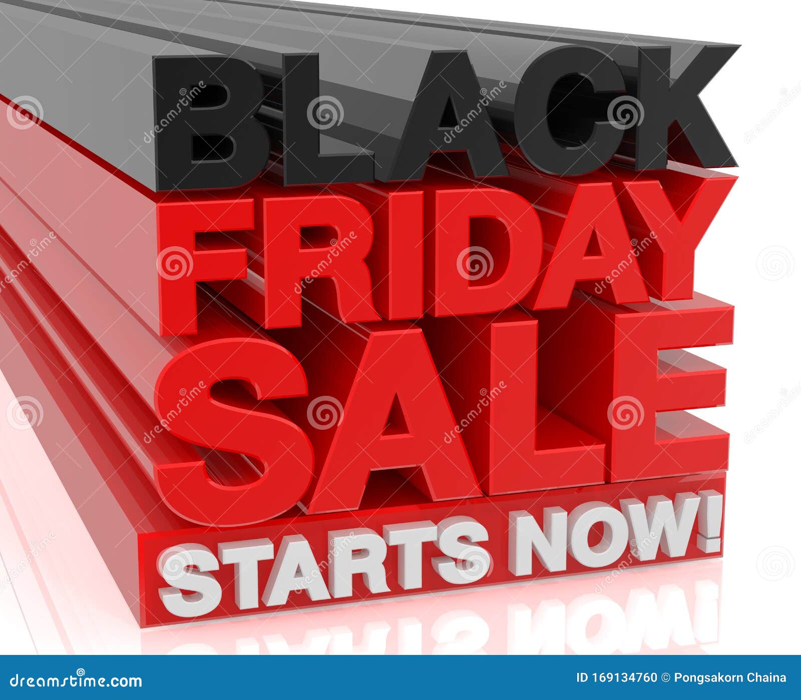 BLACK FRIDAY SALE START NOW Word on White Background 3d Rendering Stock