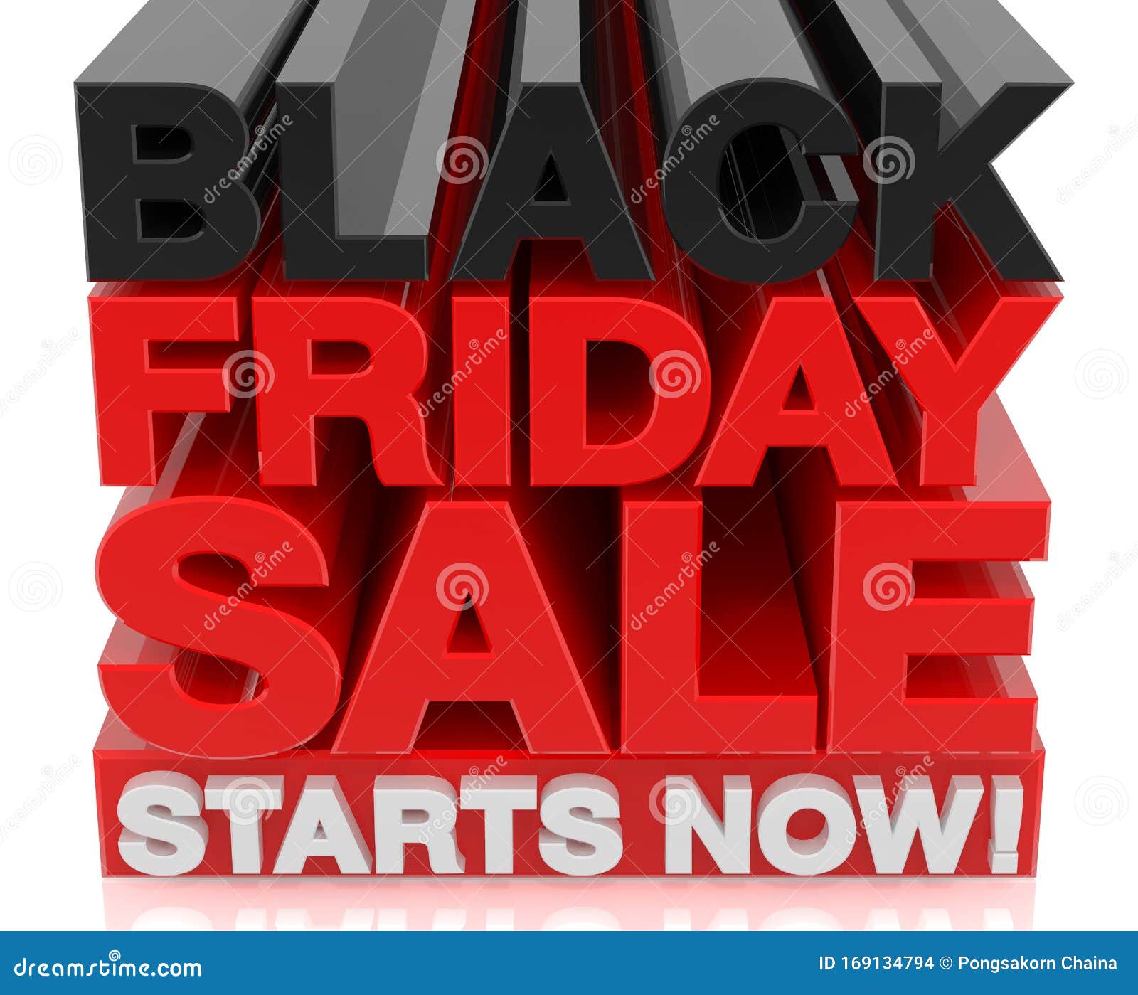 BLACK FRIDAY SALE START NOW Word on White Background 3d Rendering Stock