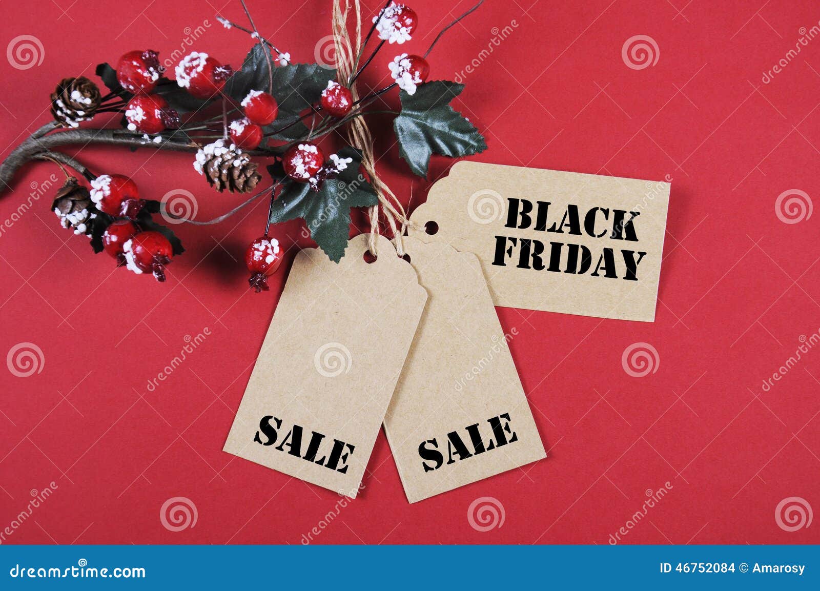  Black  Friday  Sale Tags With Christmas  Decorations  Stock 