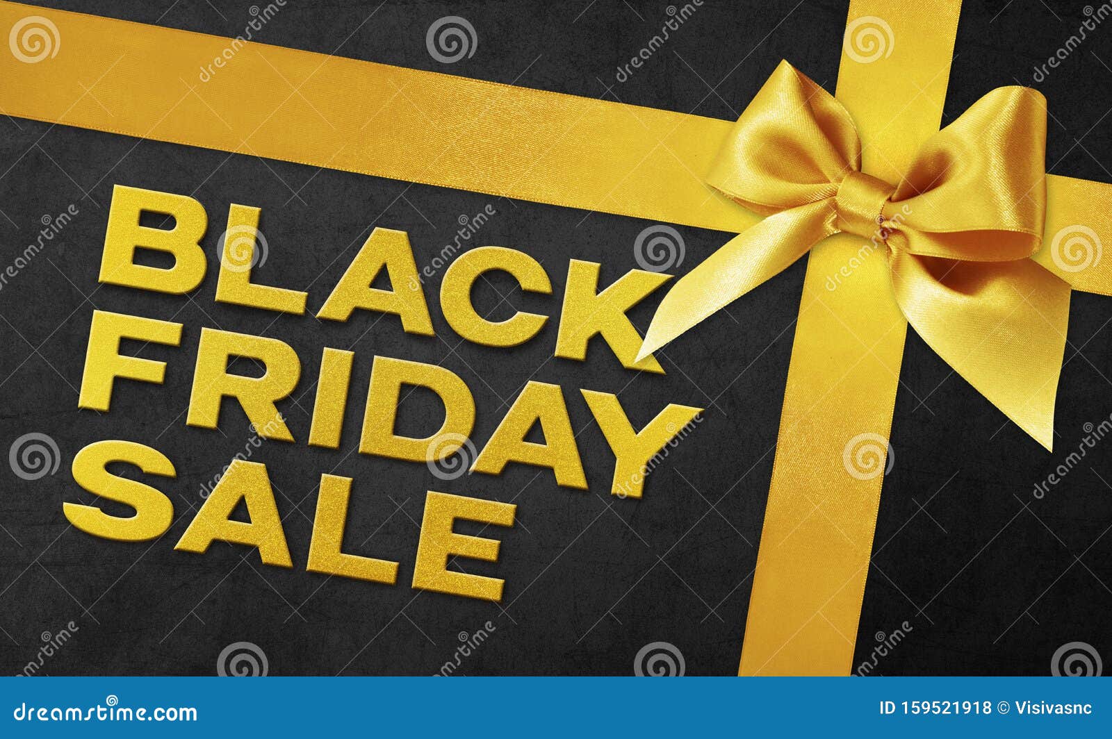 Black Friday Sale Text Write on Black Gift Card, with Golden Ribbon Bow - Will There Be Graphic Card Deals Black Friday