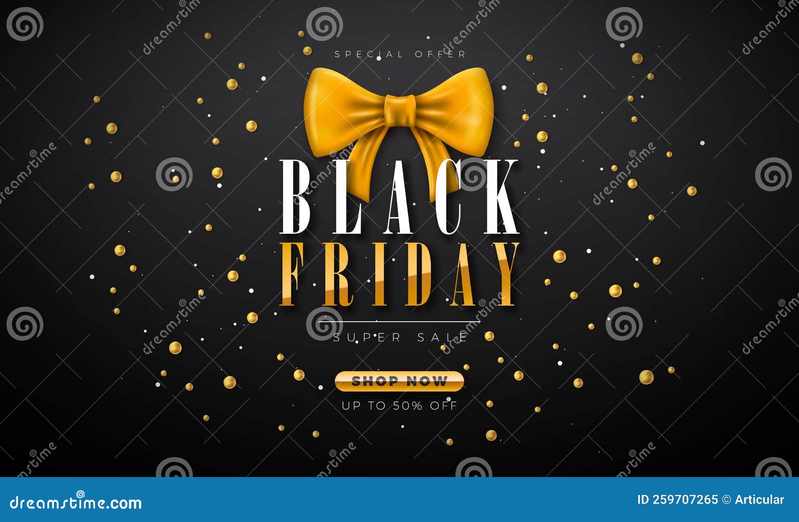 Overskyet Undervisning er nok Black Friday Super Sale Illustration with Gold Lettering and Golden Bow on  Black Background. Vector New Year and Stock Vector - Illustration of  christmas, gift: 259707265