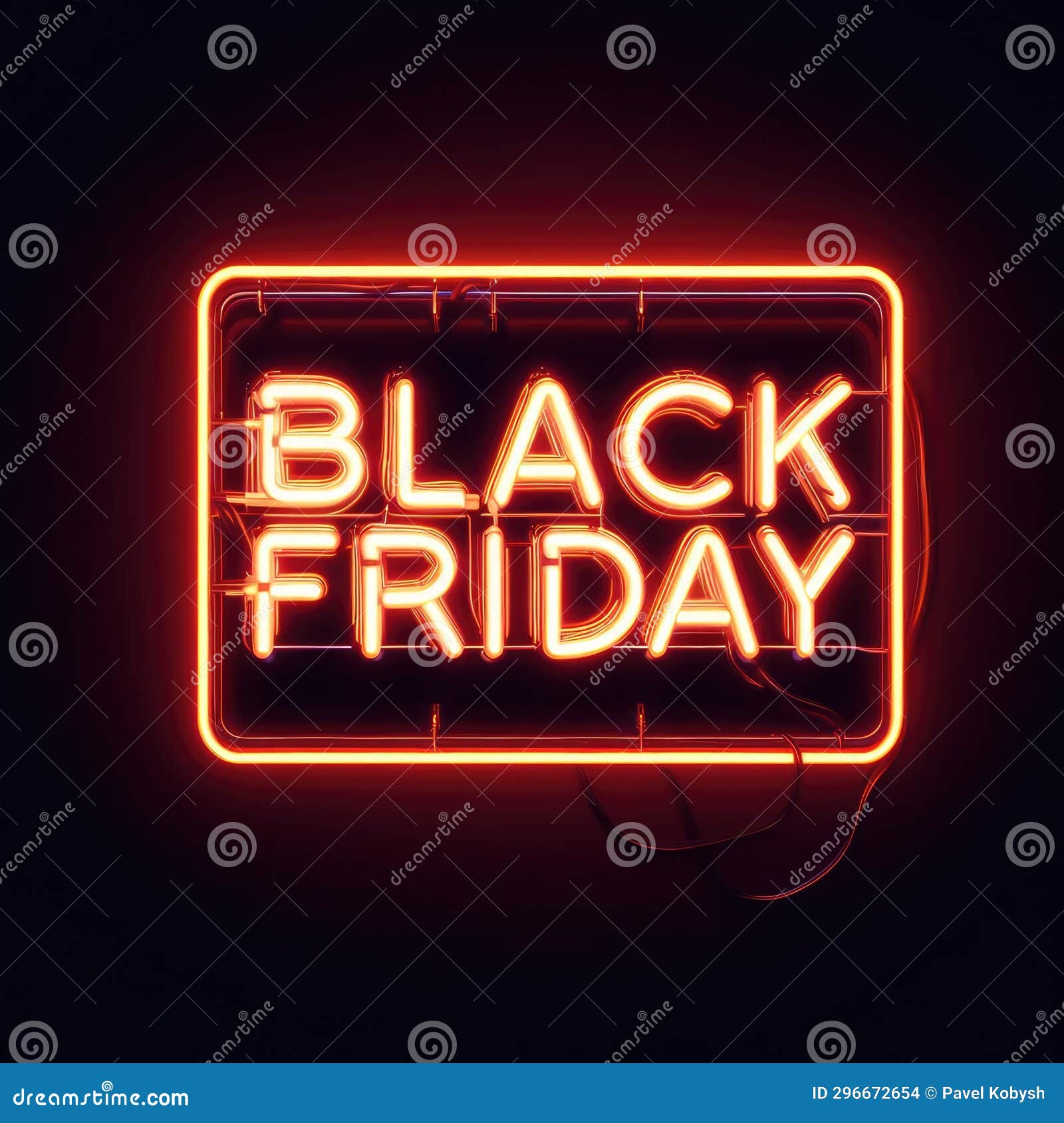 Black Friday Text from an Electric Lamp on the Wall. Black Friday Concept Stock Illustration