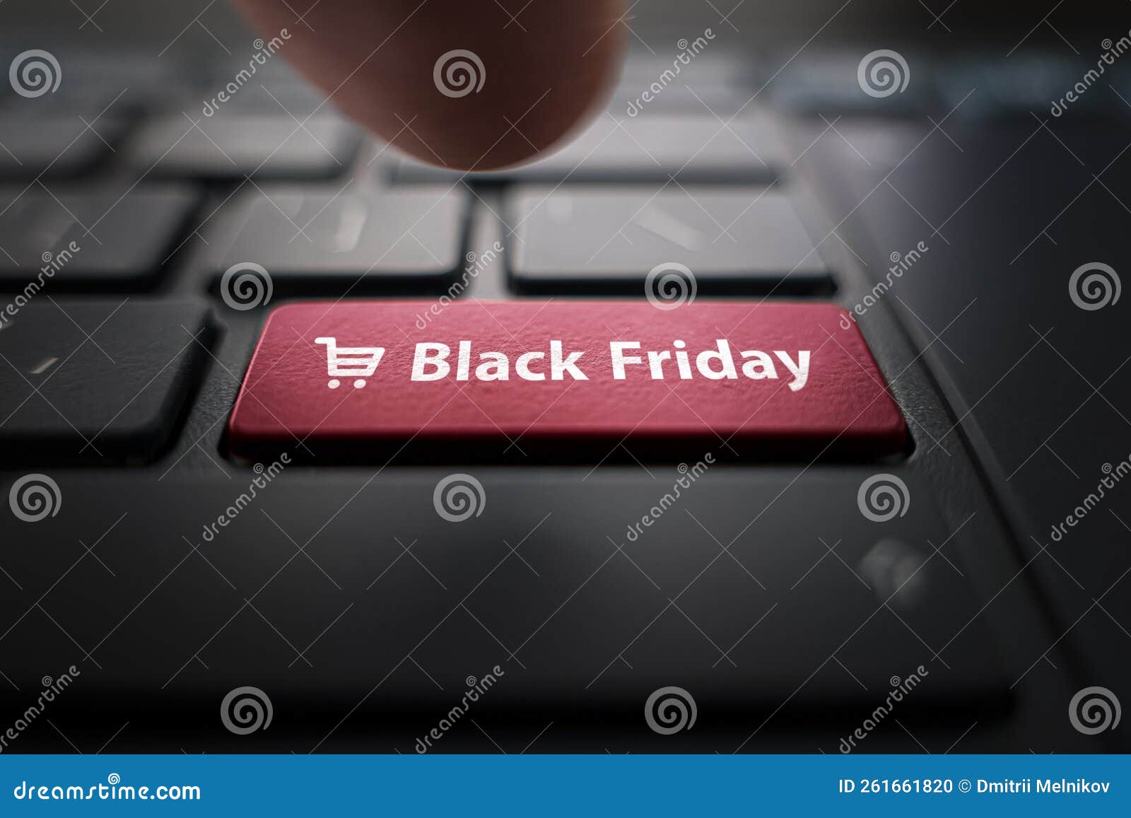 Black Friday Text and Shopping Cart on Keyboard. Black Friday Concept