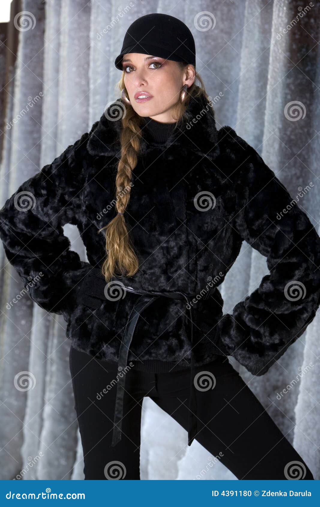 Black fur coat stock photo. Image of black, elegance, gorgeous - 4391180