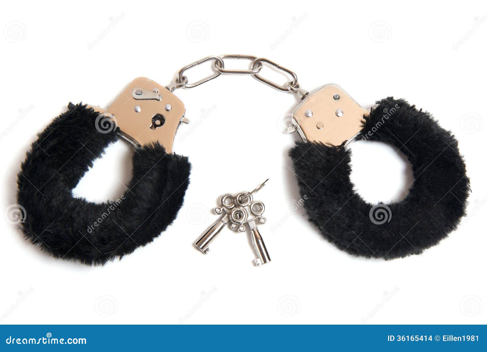Black Fur Handcuffs with a Key Stock Photo - Image of object, beauty:  36165414