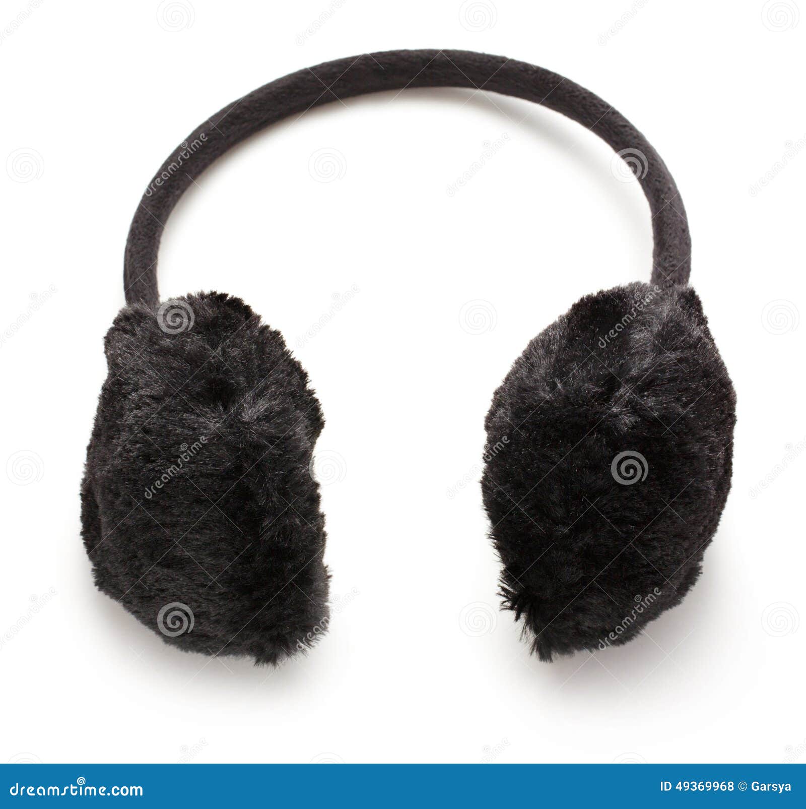 Black Fuzzy Winter EarMuffs Stock Photo Image of soft, furry 49369968