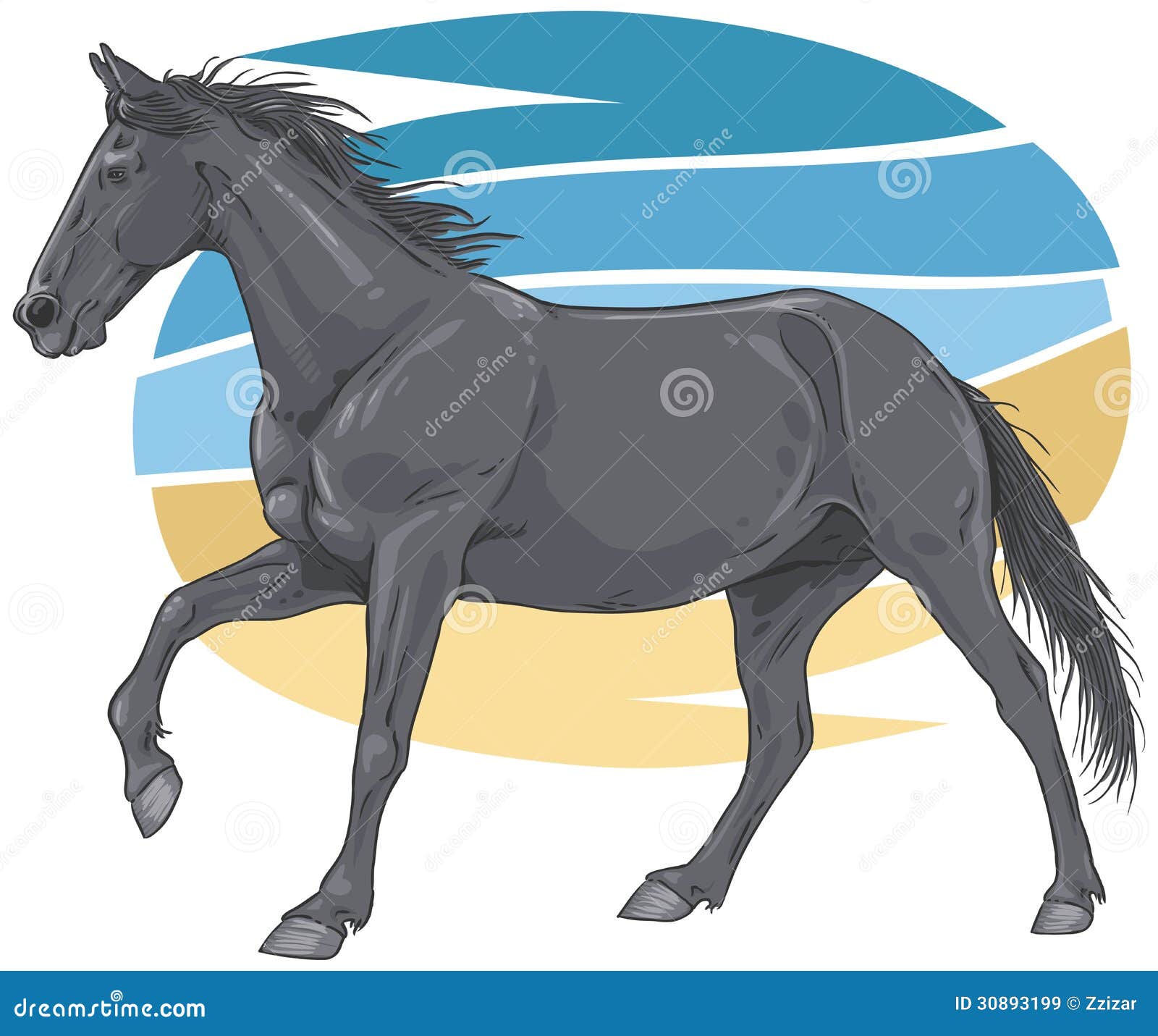 Black Galloping Horse Illustration Stock Vector Illustration of