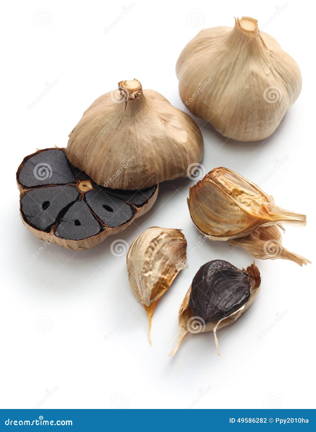 Black Garlic Bulbs And Cloves Stock Photo Image of condiment, aged