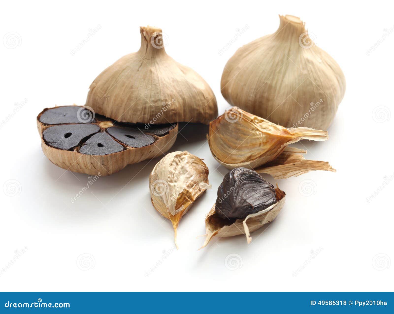 Black Garlic Bulbs and Cloves Stock Photo Image of black, garlic