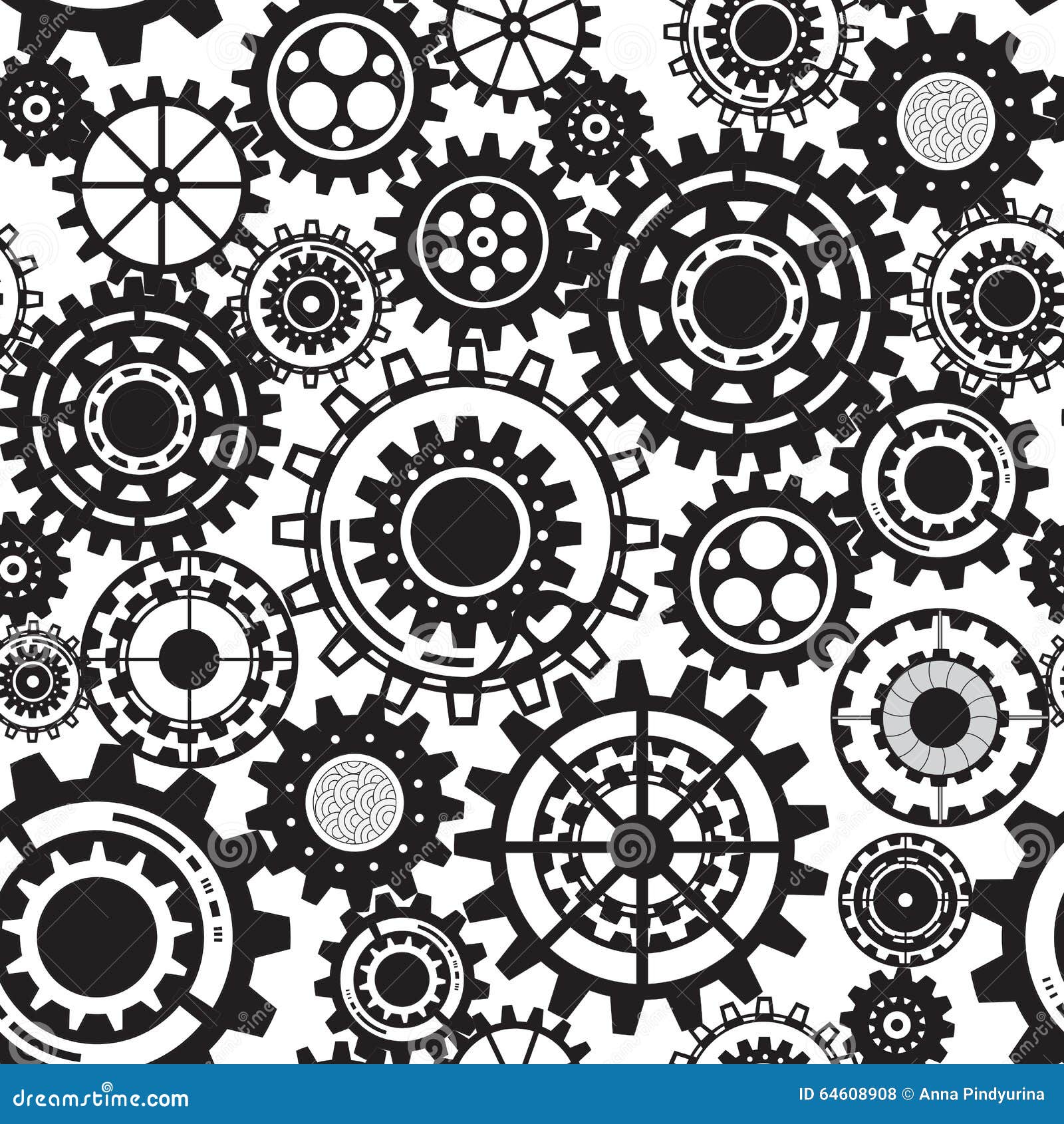 Black Gears, Steampunk Seamless Pattern Stock Vector - Image: 64608908