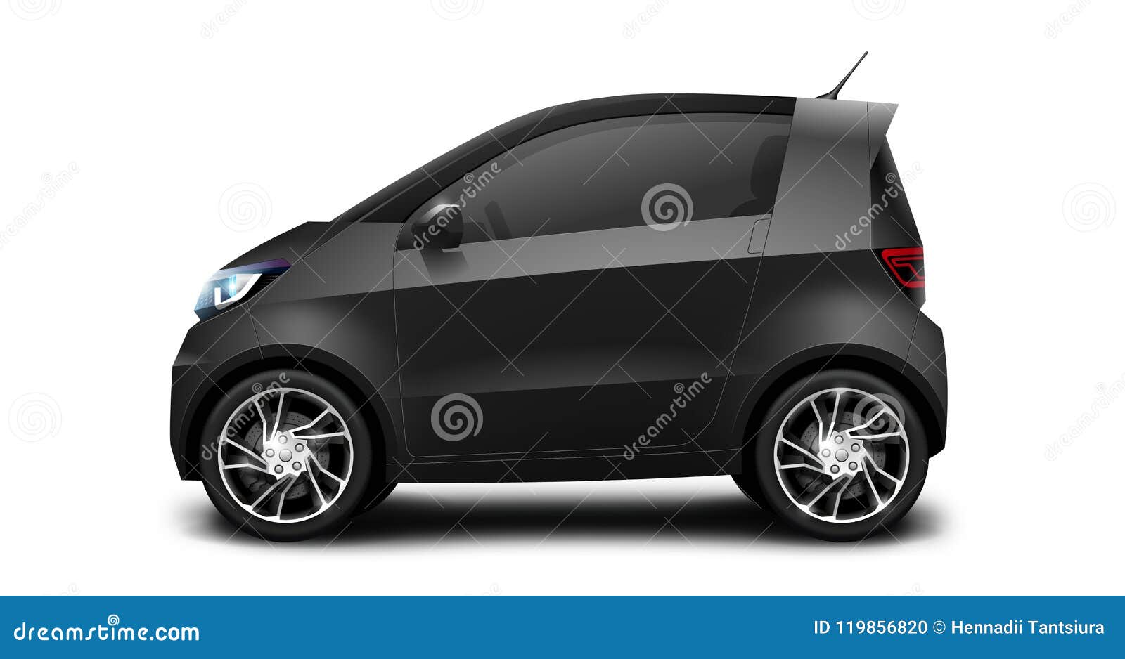 Black Generic Compact Small Car on White Background Stock Illustration