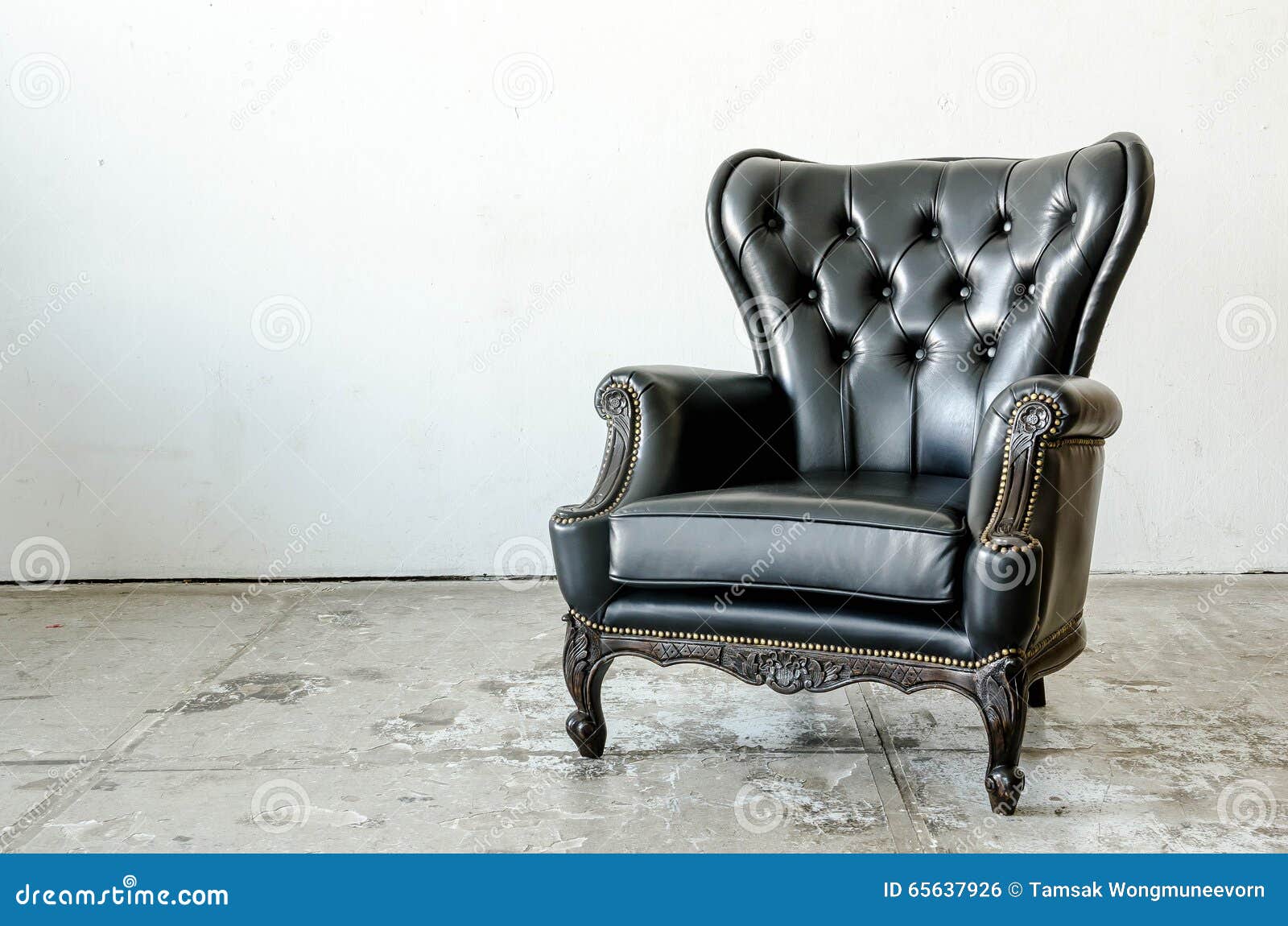 Black Genuine Leather Classical Style Sofa Stock Photo Image of pavement, fashionable 65637926