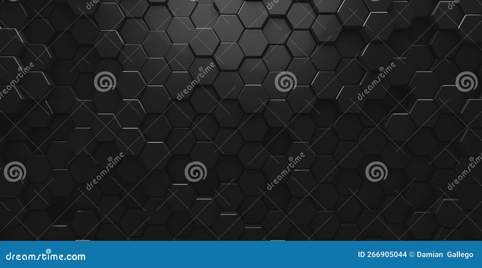 black geometric hexagonal abstract background. surface polygonal pattern with glowing hexagons 3d 