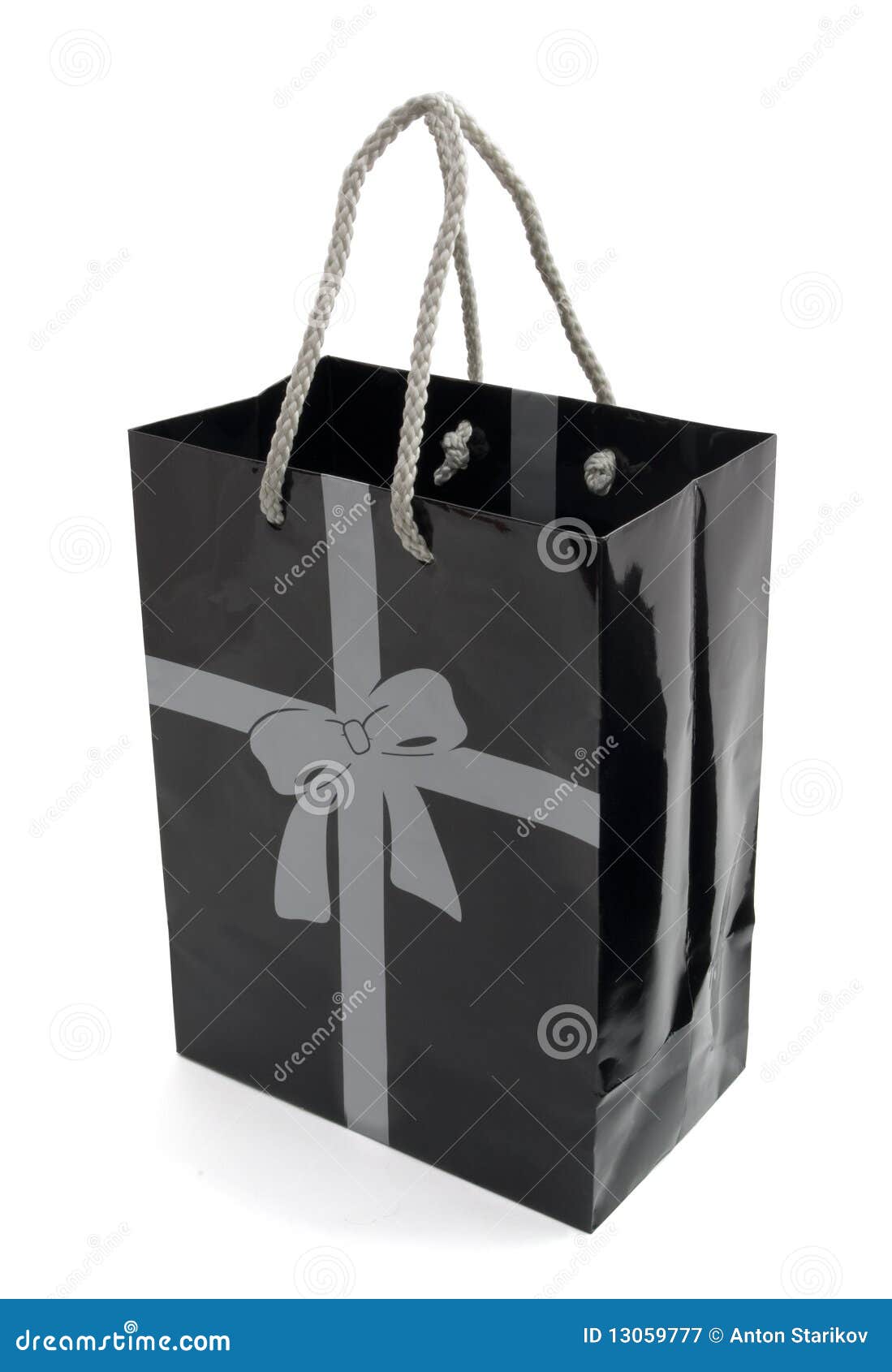 Black gift bag stock image. Image of decoration, path 13059777