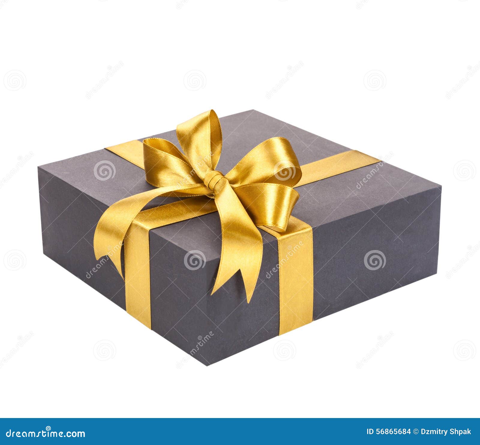 Black Gift Box with Gold Bow Stock Photo Image of square, black 56865684