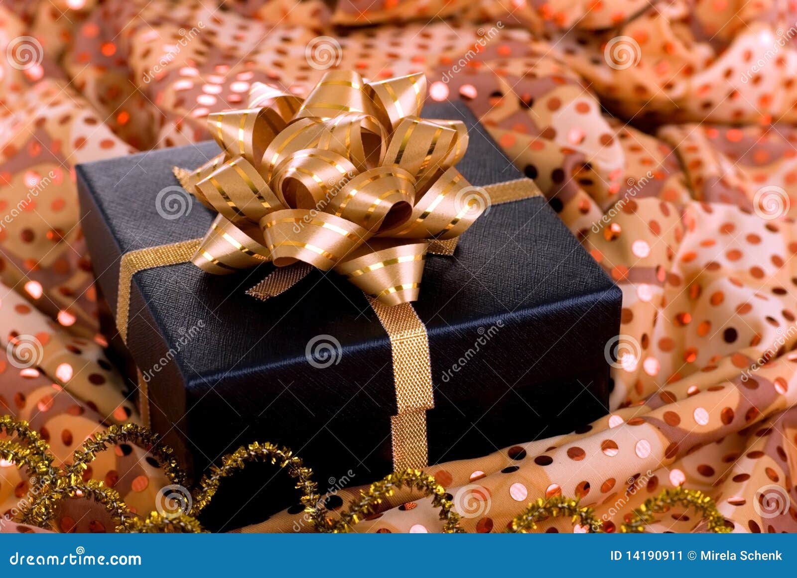 Black Gift Box with Gold Ribbon. Stock Image Image of event