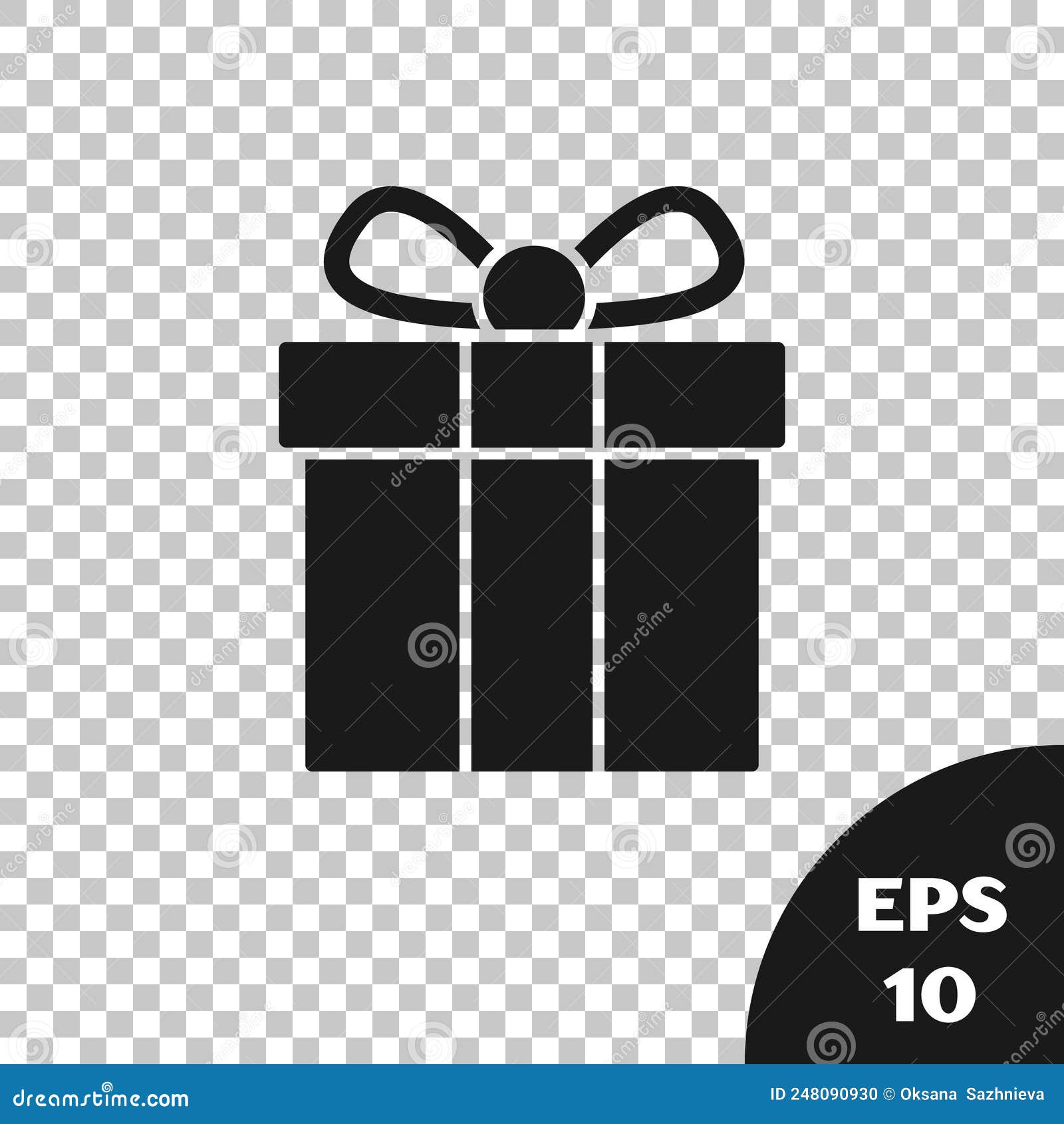Black Gift Box Icon Isolated on Transparent Background. Vector Stock