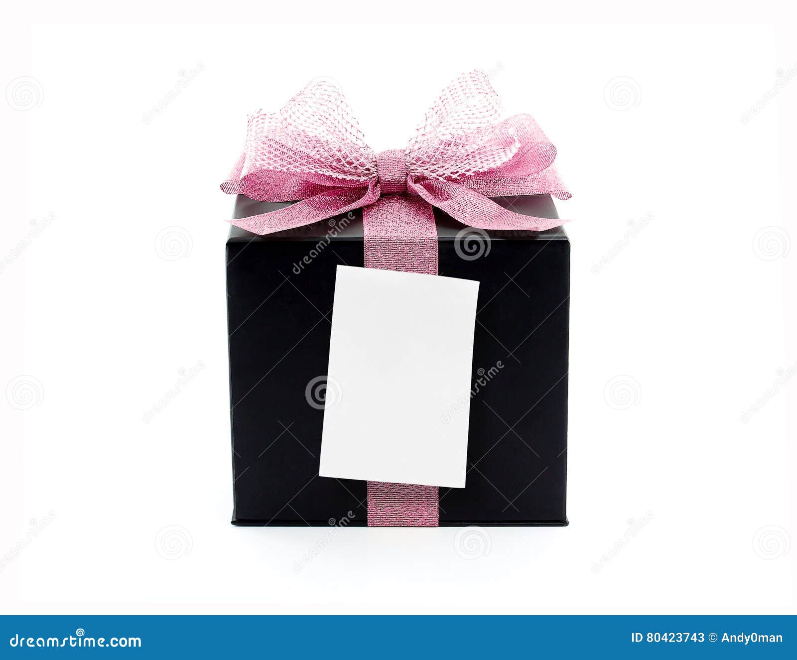 Note Paper Attached on Black Square Cardboard Gift Box with Glittering