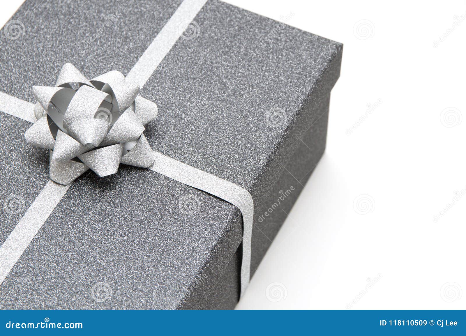 Black Gift Box with Silver Ribbon Stock Image Image of background