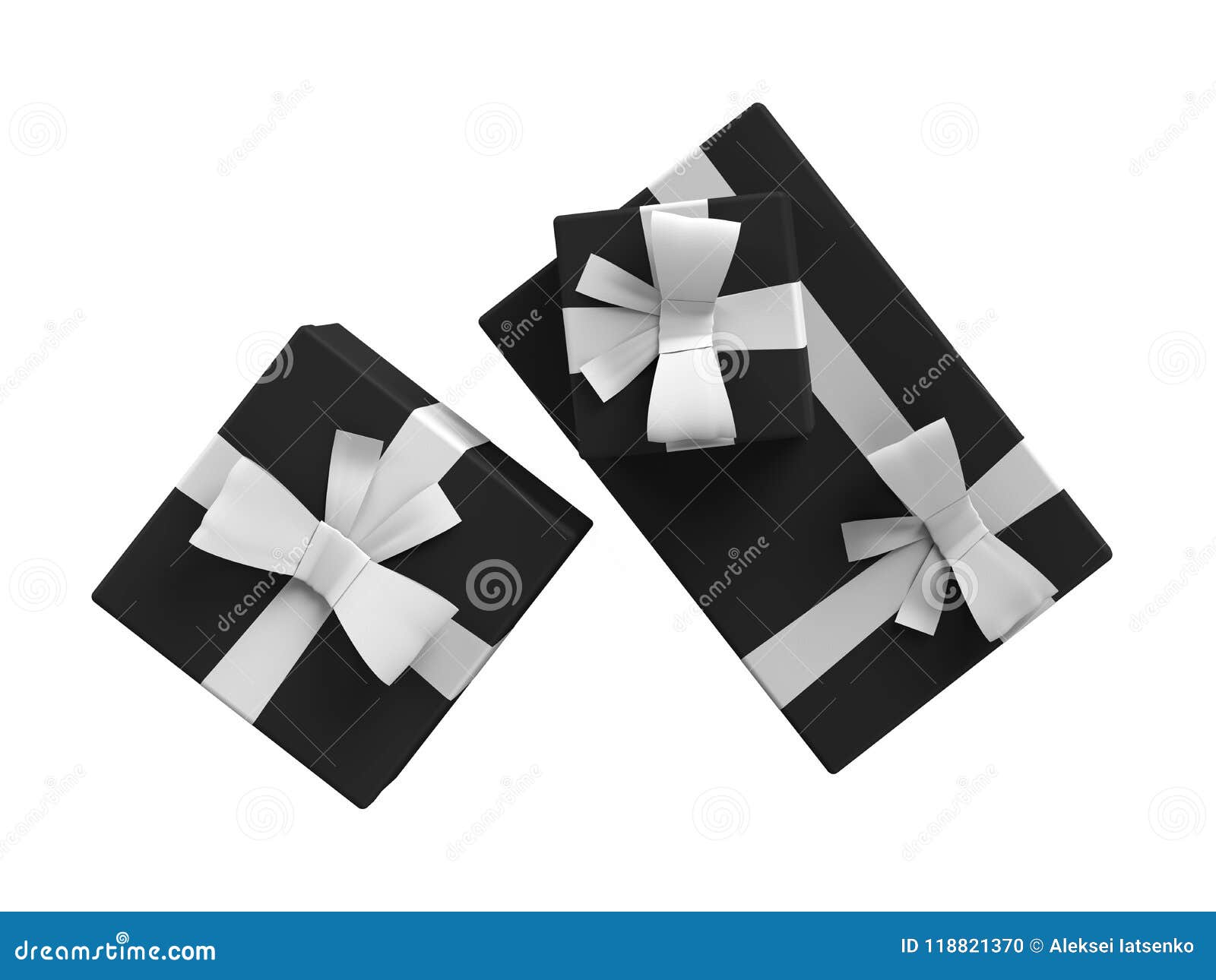 Set of three different sizes packaging Top view 3d render illustration for black friday christmas new year sales Market visualization