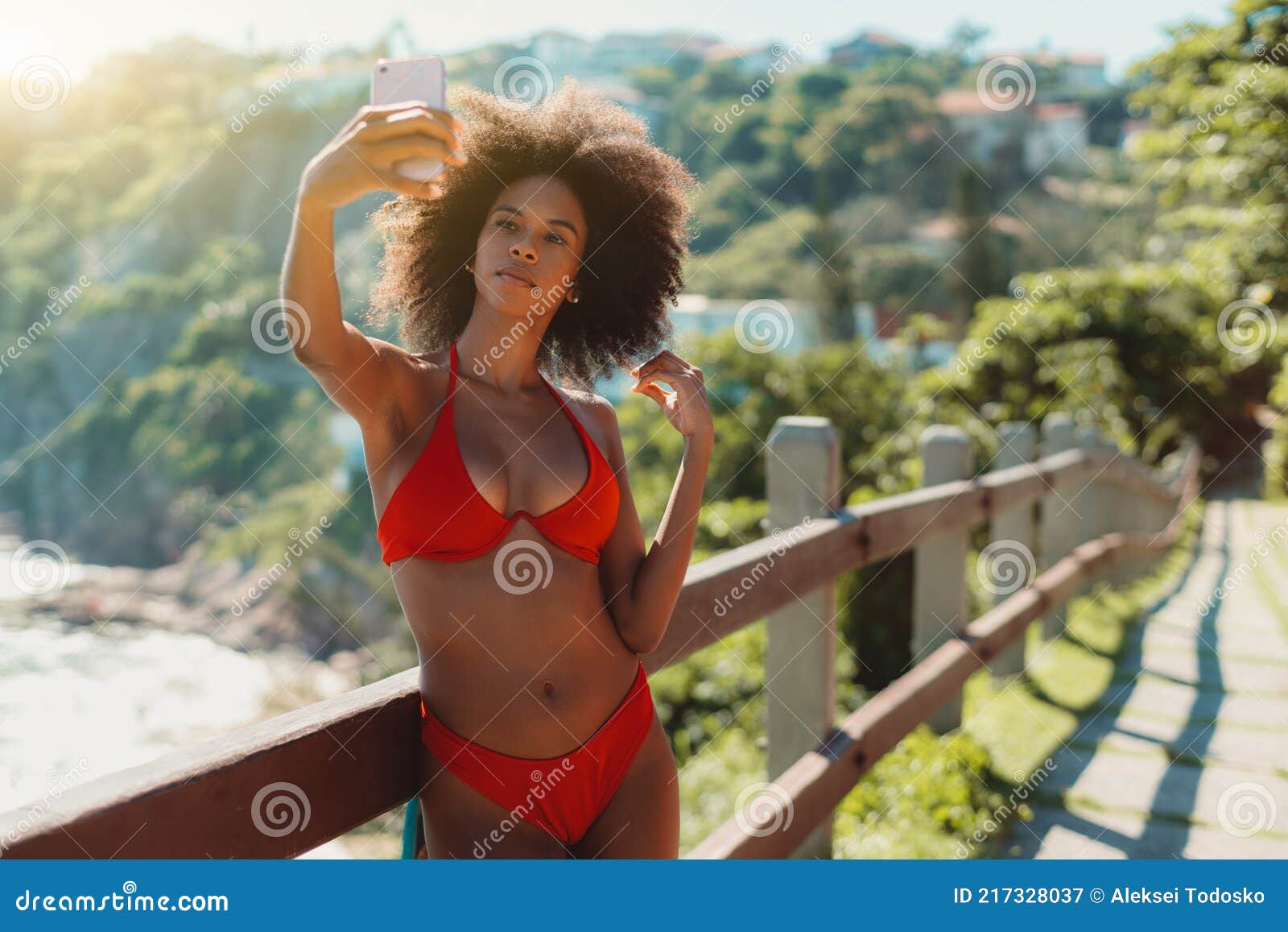1600px x 1157px - Black Girl on the Beach with a Phone Stock Image - Image of ravishing,  island: 217328037