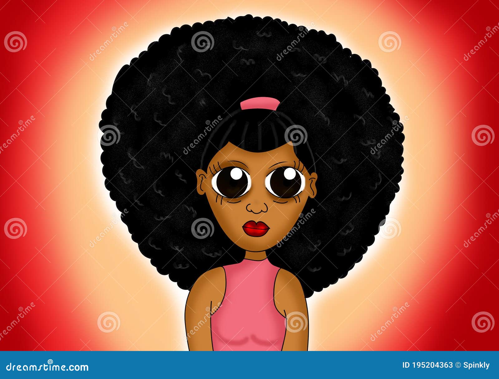 Afro cartoon with girl Black Girl