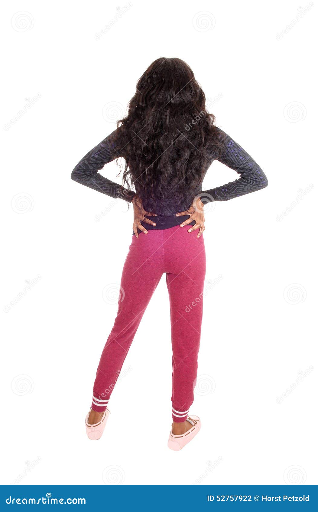 Black Girl in Pink Tights from Back. Stock Photo - Image of model, african:  52757922