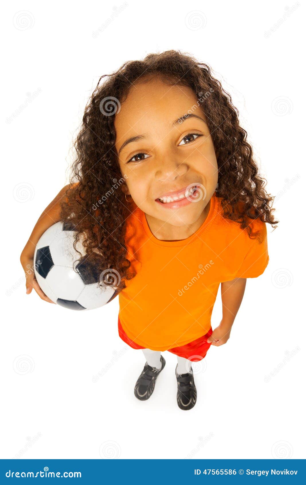 Black Girl with Soccer Ball View from Above Stock Photo - Image of ...