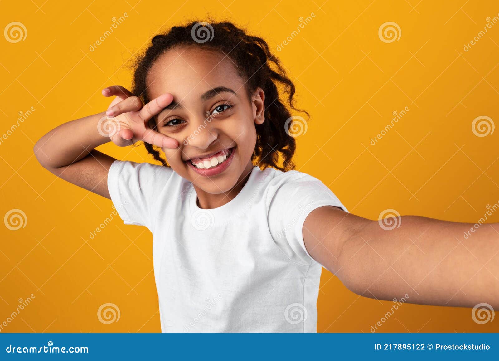 Black Girl Taking A Self Portrait Point Of View Stock Photo Image Of
