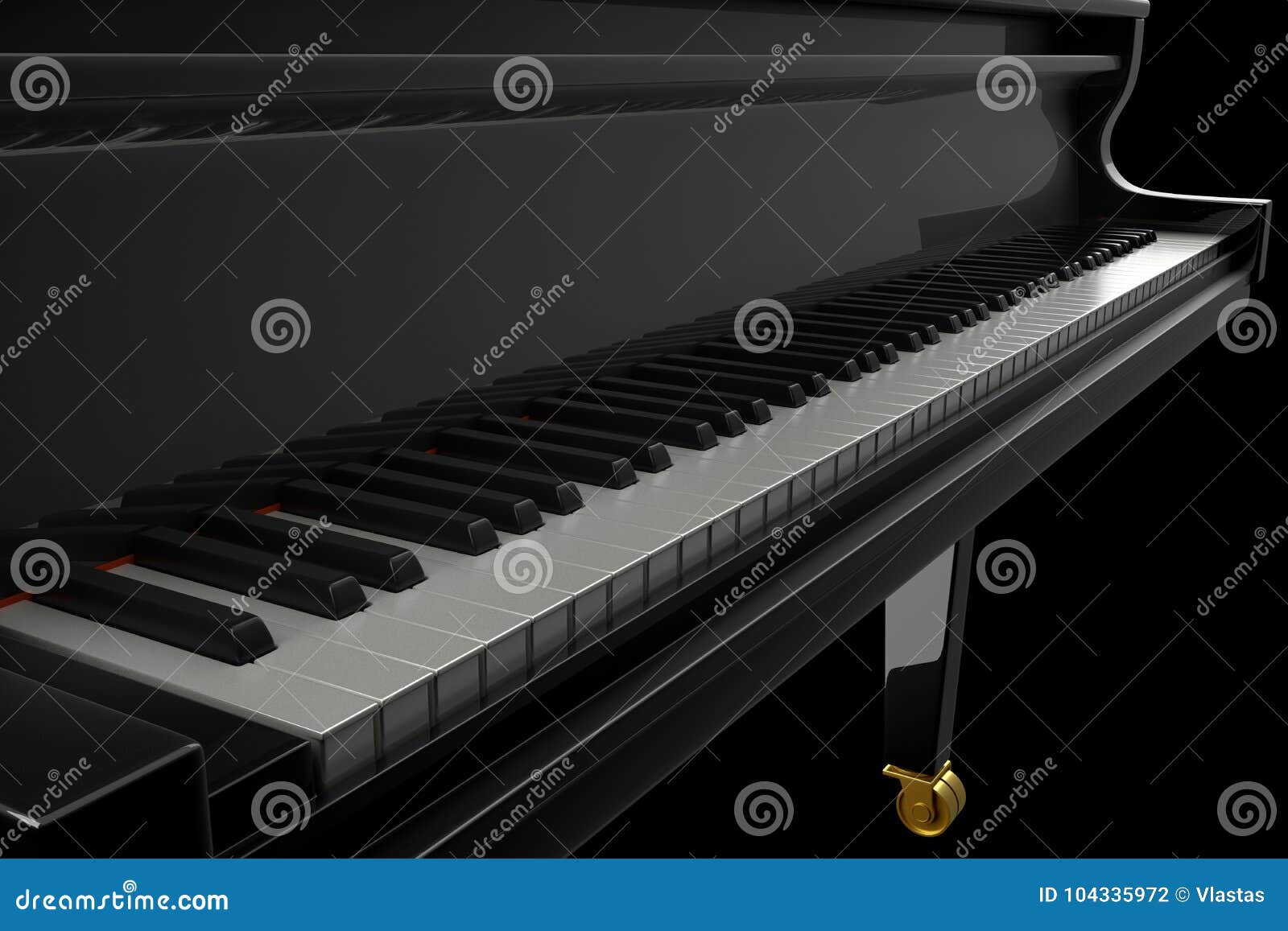Black Glossy Piano in the Dark Scene Stock Illustration Illustration