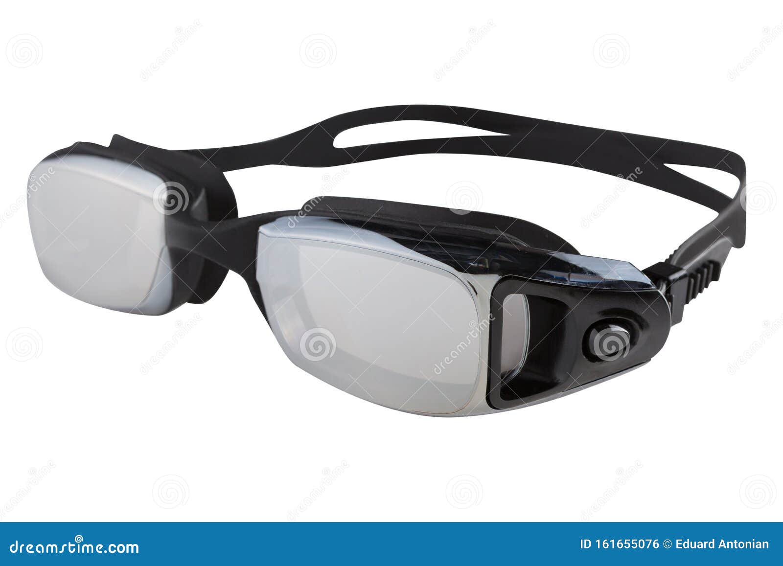 Black Goggles for Swimming in the Pool, on a White Background Stock
