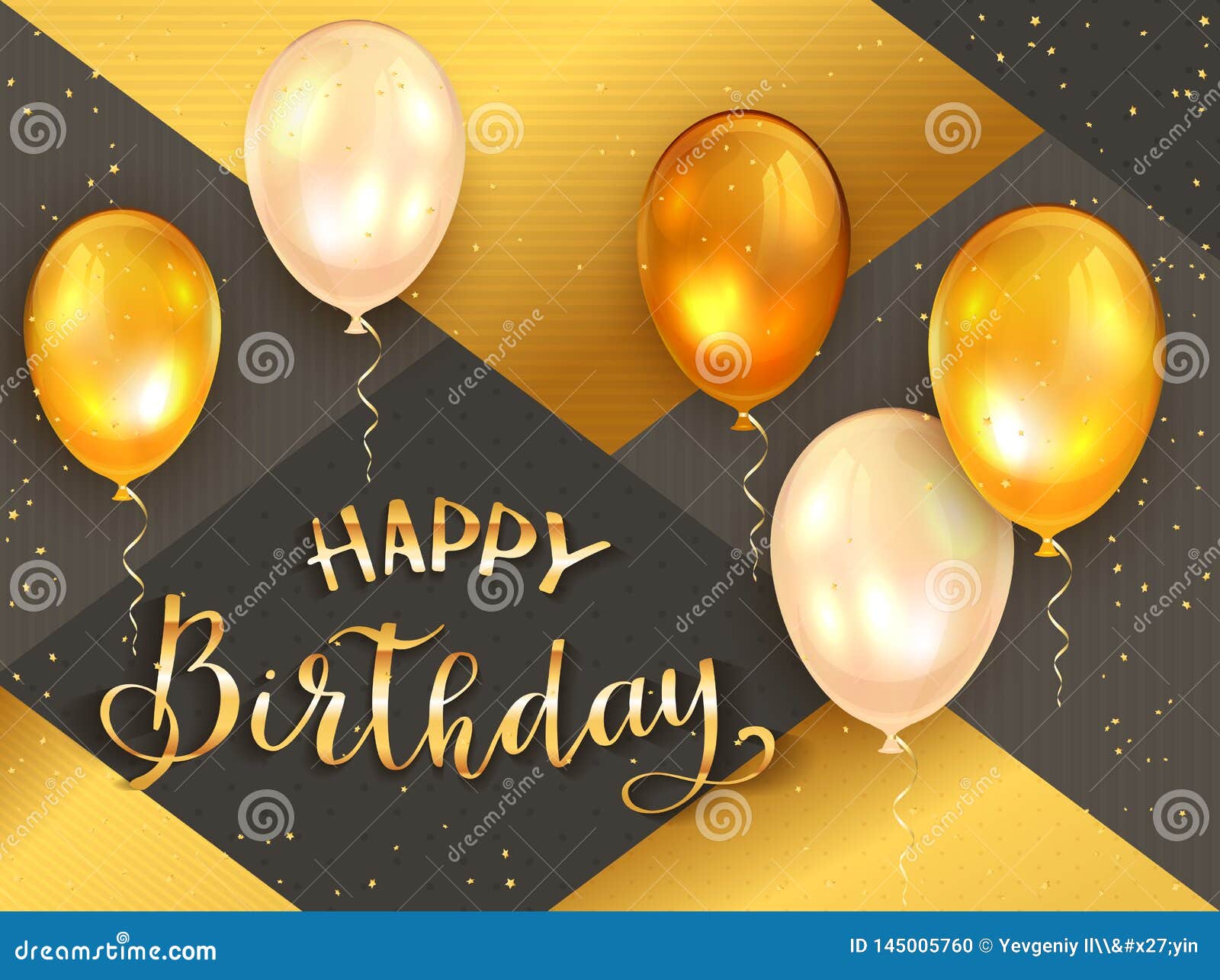 Black and Gold Background with Golden Birthday Balloons Stock Vector -  Illustration of gift, black: 145005760