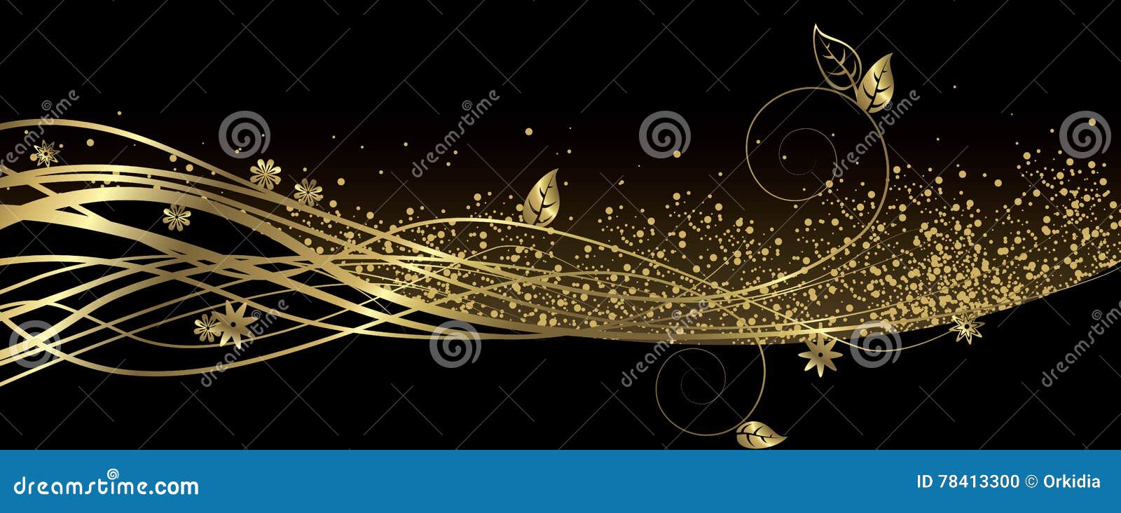 Black and gold banner stock vector. Illustration of gold - 78413300