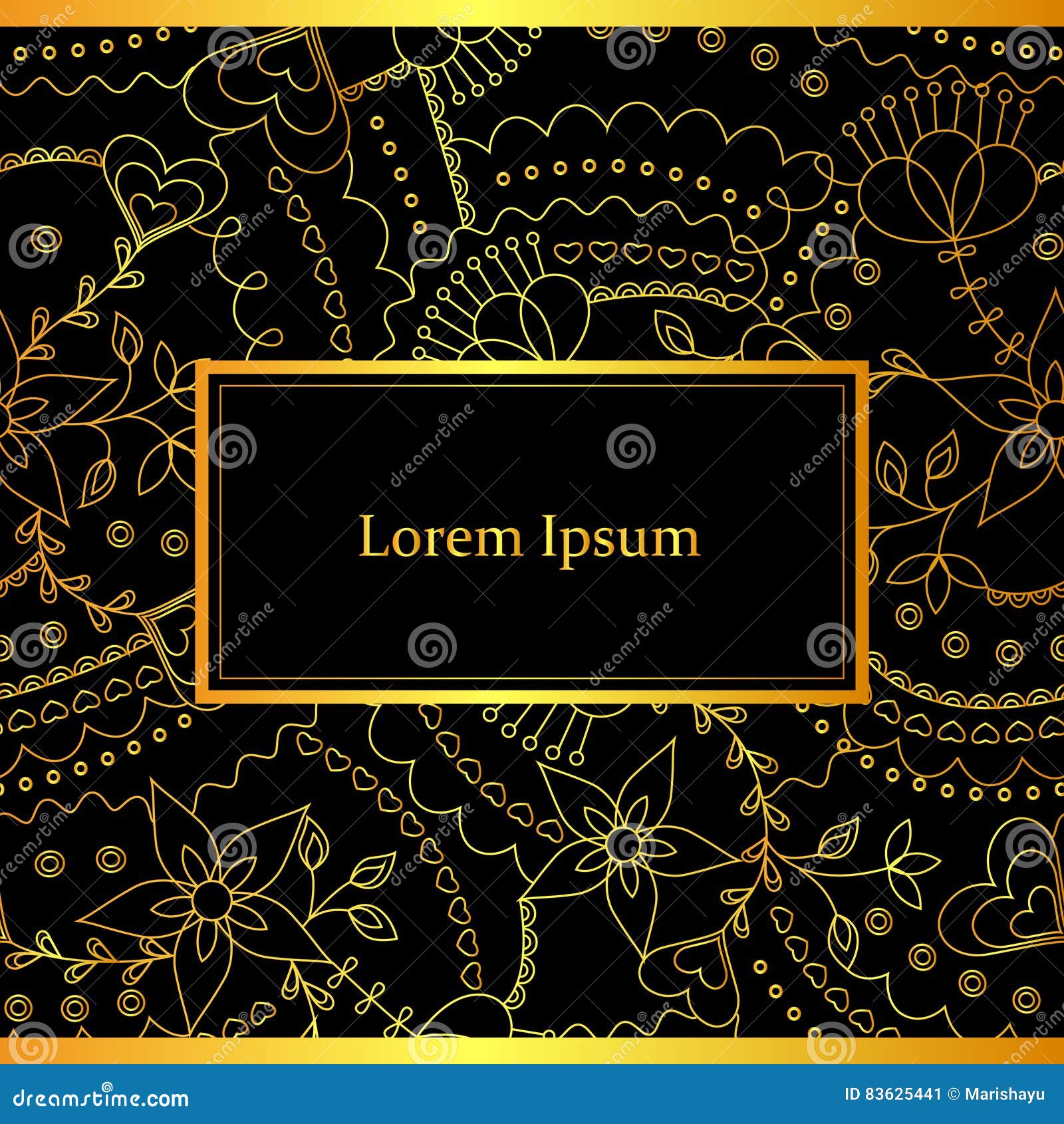 Black and Gold Decorative Background Stock Vector Illustration of