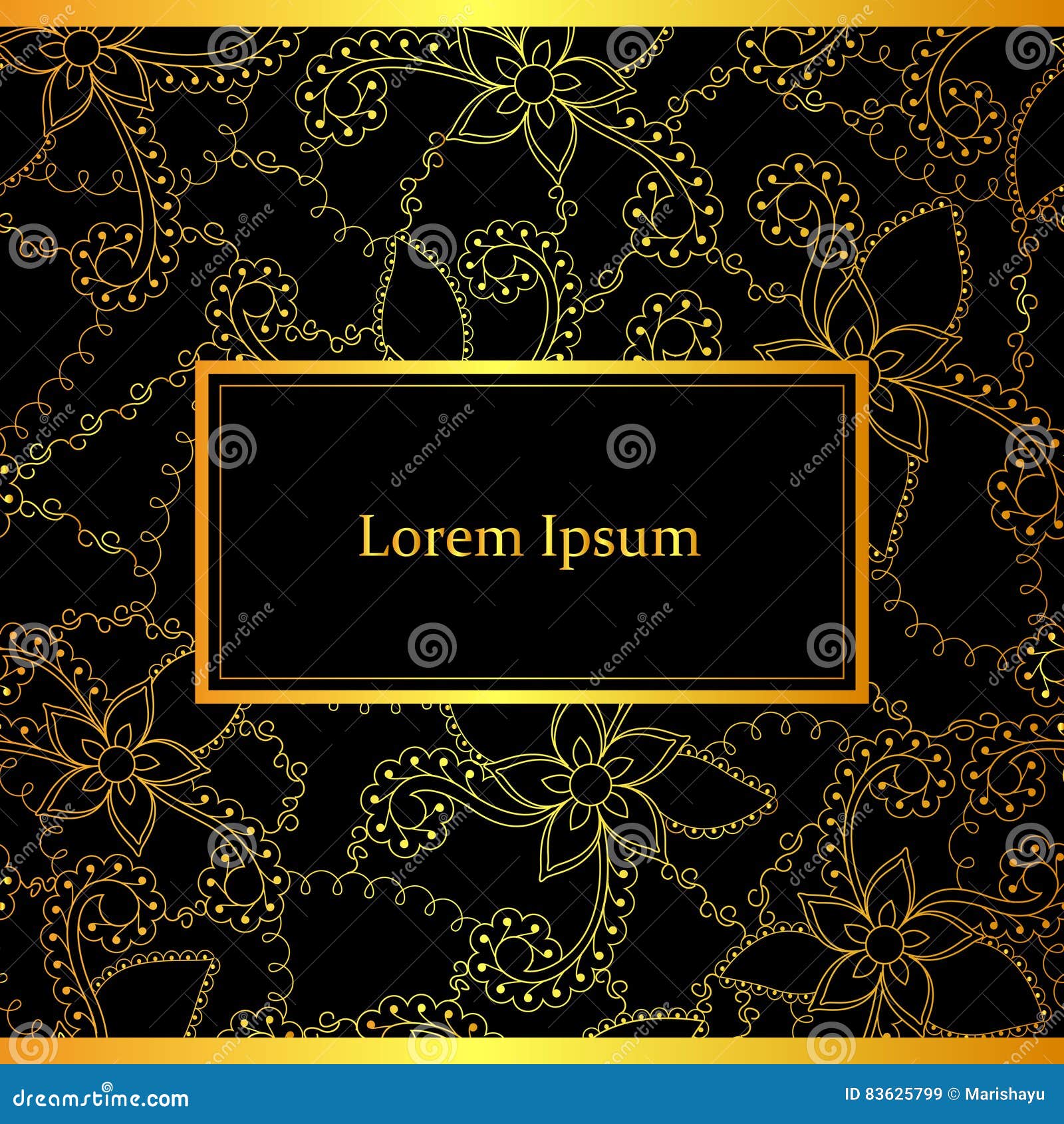 Black and Gold Decorative Background Stock Vector Illustration of