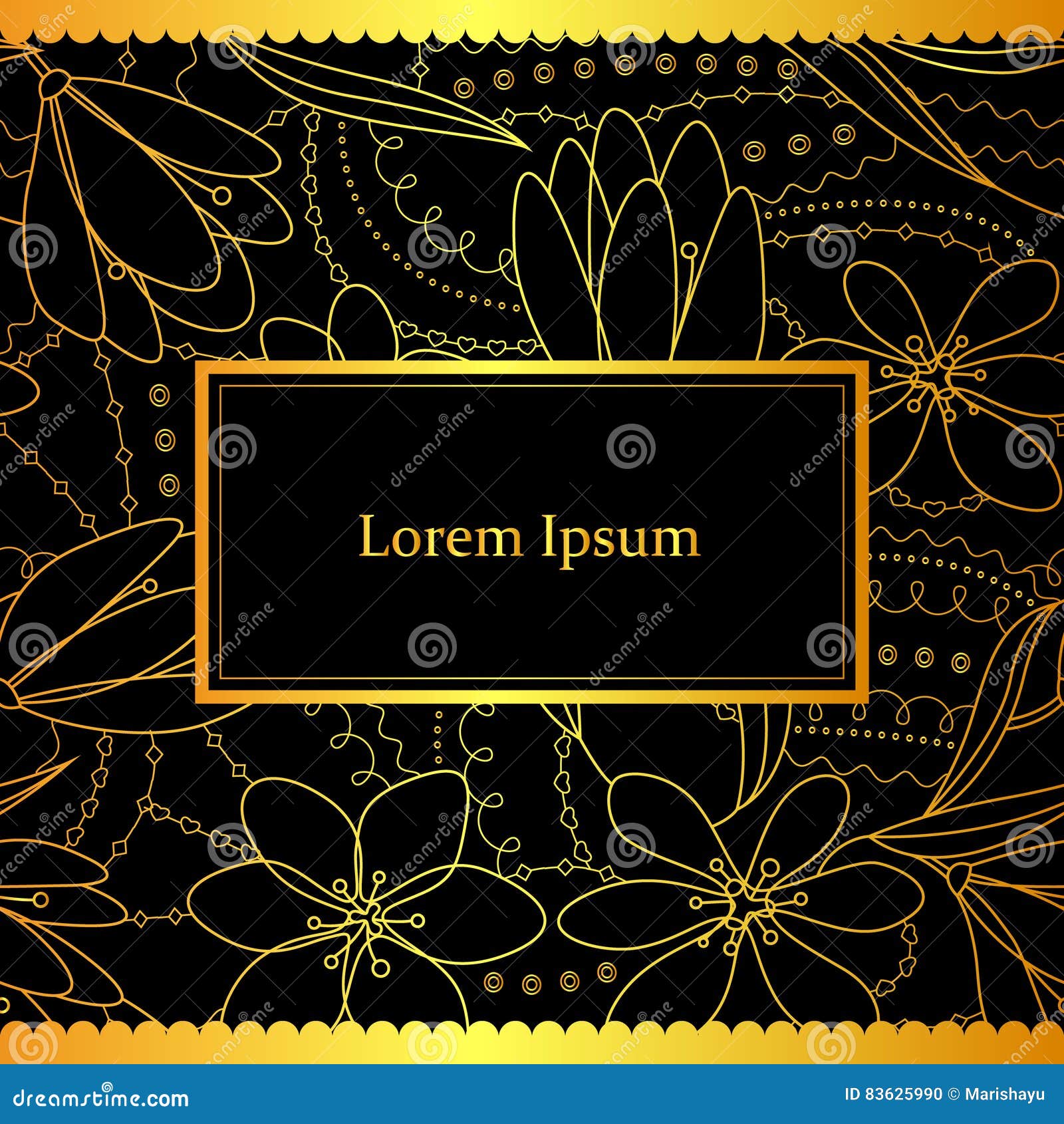 Black and Gold Decorative Background Stock Vector Illustration of