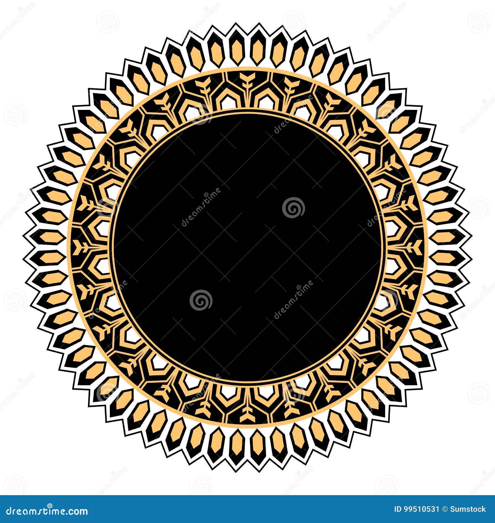 Black and Gold Decorative Circular Design Stock Vector Illustration