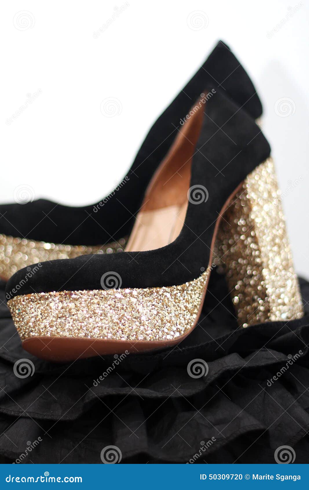 Black and gold high heels stock photo. Image of elegance 50309720
