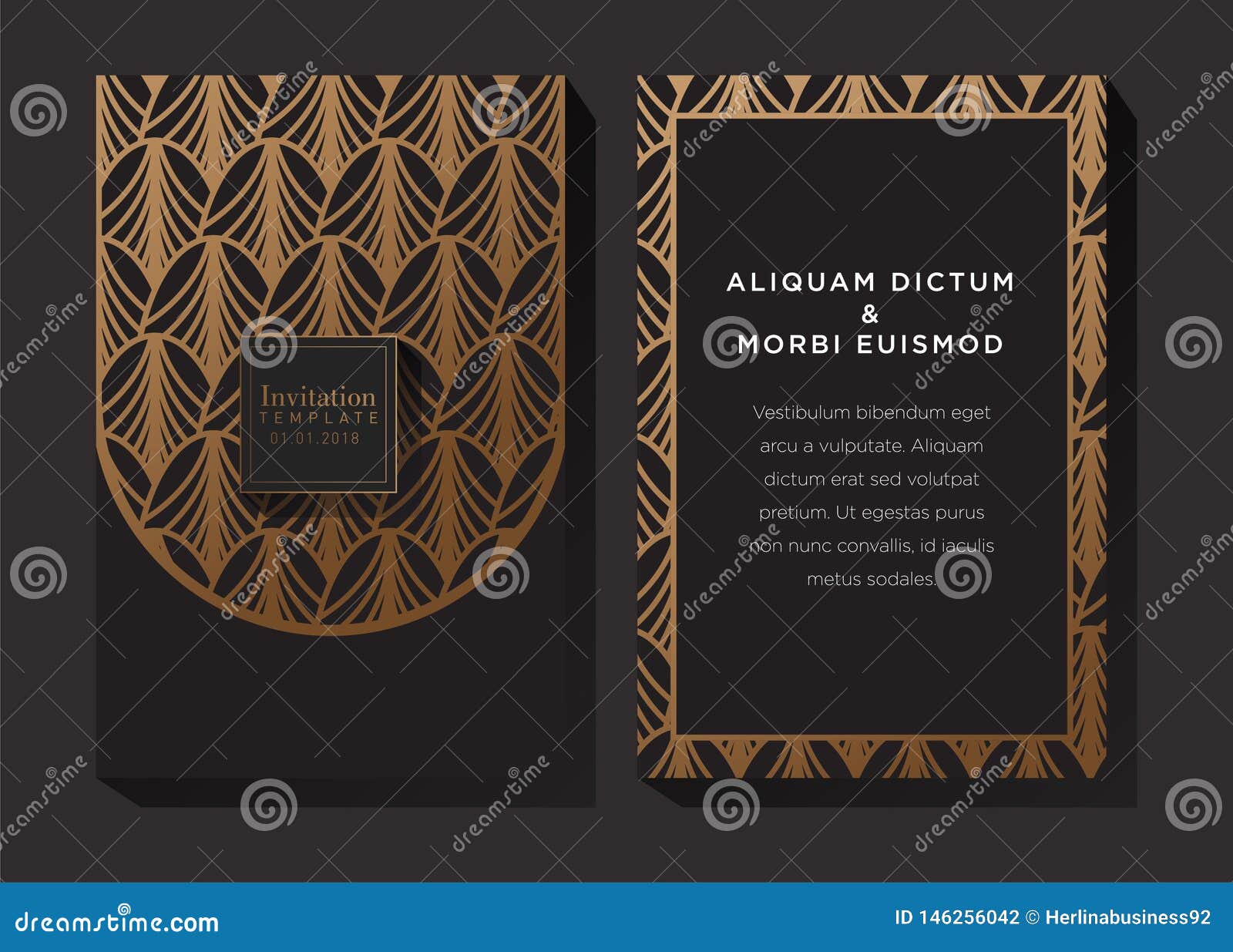 Black Gold Business Invitation Invitation Background Template