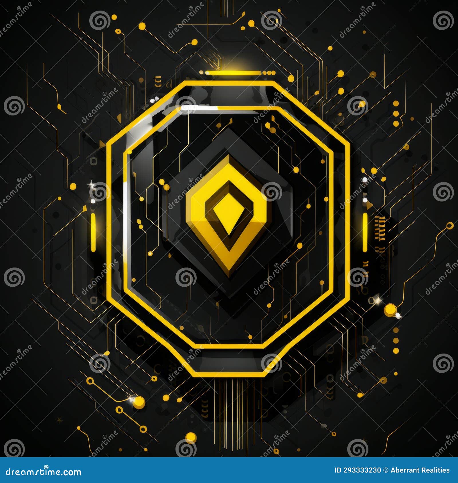 A Black and Gold Logo on a Black Background Stock Illustration