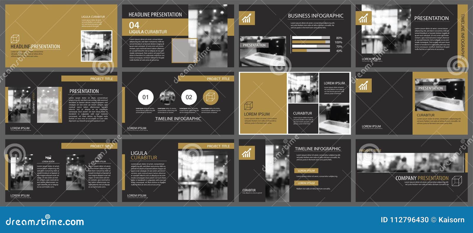 black gold presentation templates and infographics s background. use for business annual report, flyer, corporate marketing